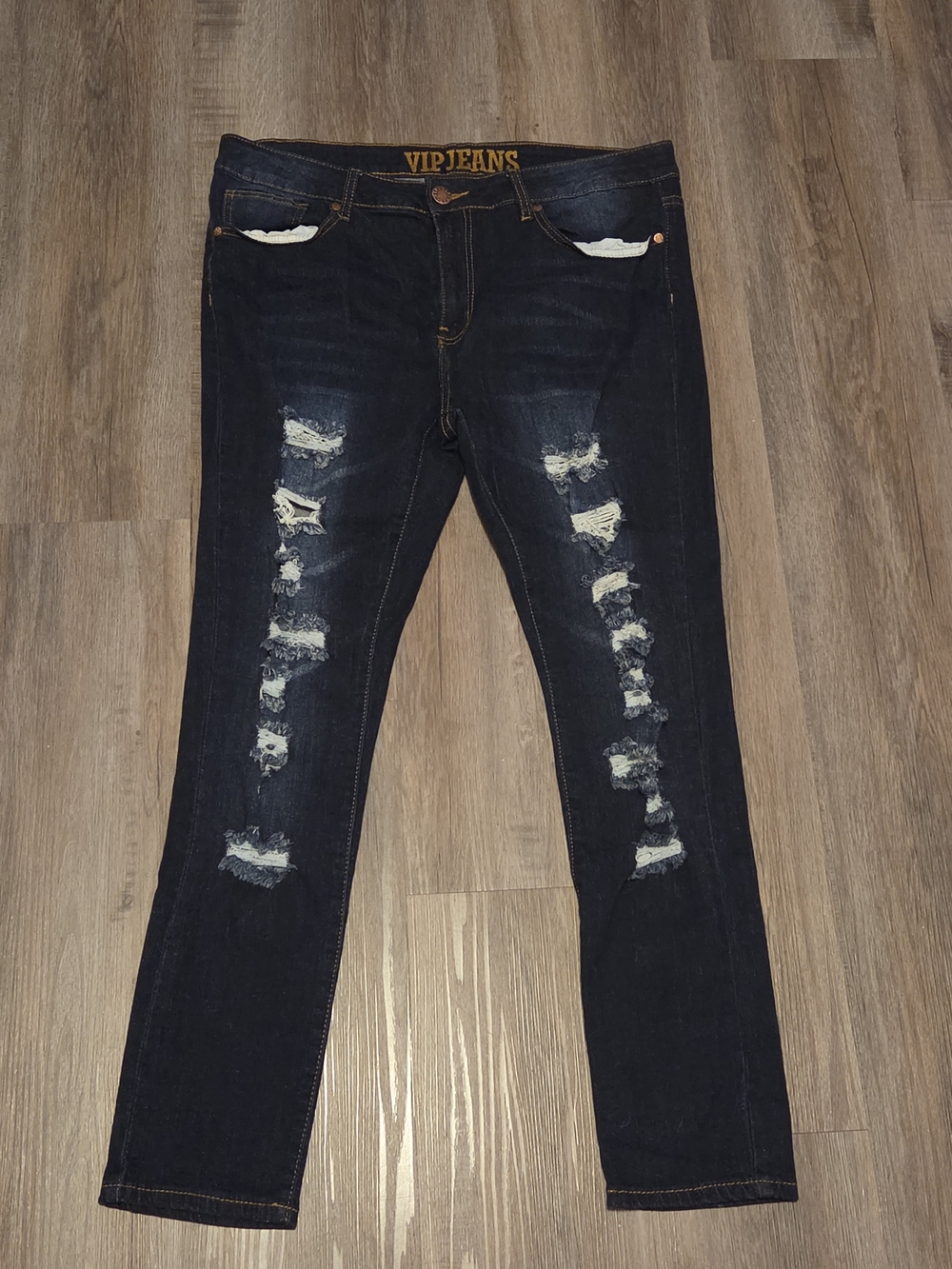 VIP Dark Blue Distressed Skinny Jeans for Women